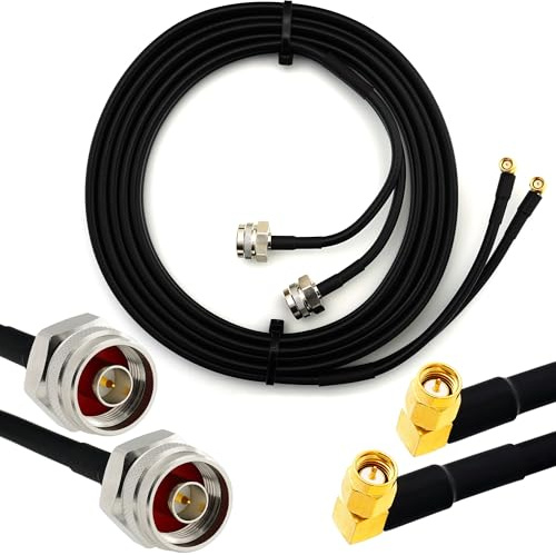 3m SMA Stecker 90 Grad auf N Stecker Doppel-Koaxialkabel — Twin HF-240 (LMR 240 äquivalent) Verlängerungskabel Antennenkabel — WiFi Antenne GSM LTE 4G 5G 6G Router Signalverstärker Ham CB Funk