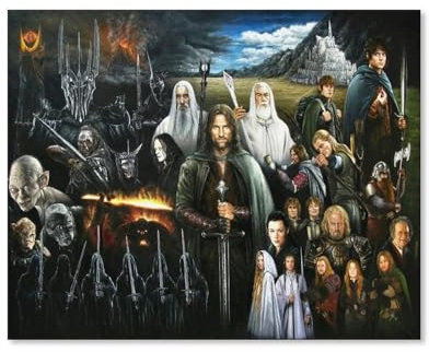 HAIDU Der Herr der Ringe Poster Diamond Painting Set, 5D Bilder für Erwachsene und Kinder, Full Drill Art für Heimdekoration (Runde Diamanten) 50x60cm-129