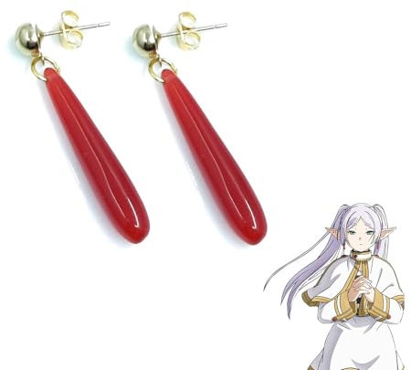 MayDee Frieren Cosplay Props Ohrringe Rote Harz Ohrhänger, Anime Sousou No Frieren Figure Fanfiction Accessories Earring
