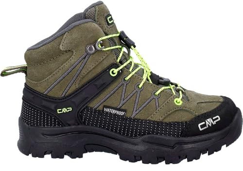 CMP Kids Rigel Mid Trekking Shoes WP, Zapatos para Caminar, Olive Yellow Fluo, 31 EU
