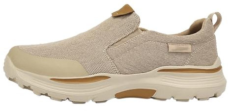 AZMAHT Chaussures Homme Pieds Larges en Toile Impermeable sans Lacets Baskets de randonnée en Plein air Chaussures de randonnée à Enfiler pour Homme,Kaki,42/260mm