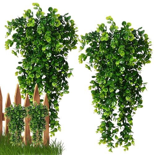 Piante pendenti artificiali,Piante pendenti finte,2 piante finte da appendere da 80 cm | Pianta artificiale per decorazioni da parete per interni ed esterni, piante da appendere, vegetazione