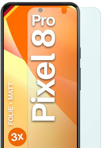 moex FlexProtect matte Schutzfolie für Google Pixel 8 Pro Displayschutz Folie matt gegen Reflexionen, Anti Reflex Handyfolie mit Sonnenschutz, Kompatibel mit jeder Handyhülle, 3 Stück
