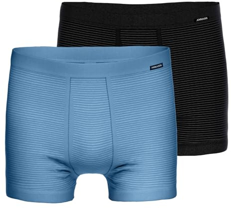 Ammann 2er Pack Herren Unterhose Unterwäsche Boxershort Jeans Classic Short, Farbe:Mehrfarbig, Größe:6, Artikel:-125/183 hellblau/anthrazit