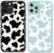 Yoedge 2 Pack Cute Phone Cases for iPhone 13 Pro Max Case 6.7, Fashion Cow Aesthetics Print Silicone Soft TPU Phone Case for Women, Shockproof Cover Protective Funda para Girls, Black & Blue