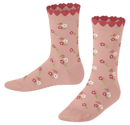 FALKE Unisex Kinder Socken Ditsy Flowers K So Baumwolle gemustert 1 Paar, Rosa Peach Perl 8483, 31-34
