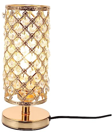 Yardenfun Kristall Tischlampe Dekorative Schreibtischlampe Innenraum Leuchte Mit Eu Stecker Gold Knopfschalter Kompakt
