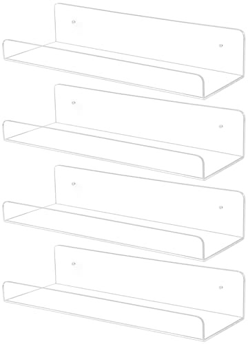 TONICE Acrylregale für die Wand, 15,2 cm, schwebendes Regal, Wandmontage, Set für Zimmer, Schlafzimmer, Badezimmer, Küche, Wohnzimmer, Büro, Bücherregal, Lagerdekoration, 4 Stück