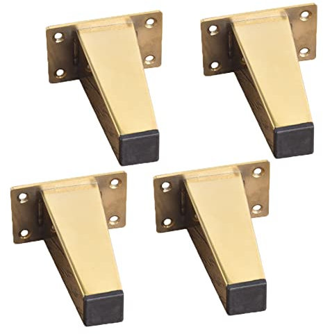 Lot de 4 pieds de meubles en acier inoxydable de 8 cm avec vis pour canapé, chaise, armoire de cuisine