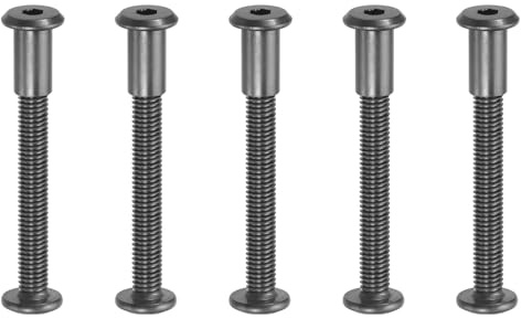 PATIKIL M8 x 45 mm Vis Chicago à Tête Hexagonale, 5 Ensembles Vis de Fixation pour Boulons, Écrous à Tête Creuse, pour Scrapbooking, Ceinture, Album Photo, Réparation de Meubles, Noir