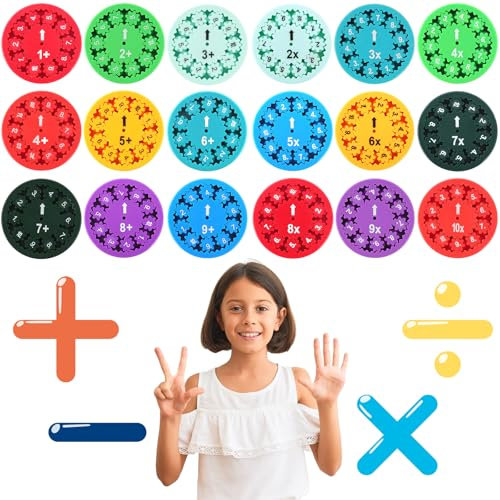 TAIHOBO 18 Stück Mathe Fidget Spinner, Lustige Lern Fidget Toys Set Kinder, Additions Subtraktions Multiplikations Divisions Fidget Toy, Stressabbau Finger Spinner, Mathe Zappel Spielzeug