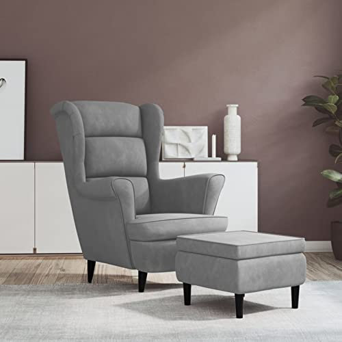 IKAYAA Ohrensessel mit Hocker Sessel mit Fußhocker Schlafzimmer Relaxsessel Fernsehsessel Loungesessel Wohnzimmerstuhl Fußstütze