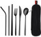 HDGSAFD Couverts Portables 7 Pièces, Couverts en Acier Inoxydable, Ensemble De Couverts Réutilisables Et Multifonctionnels pour Le Travail, L'École, Le Camping
