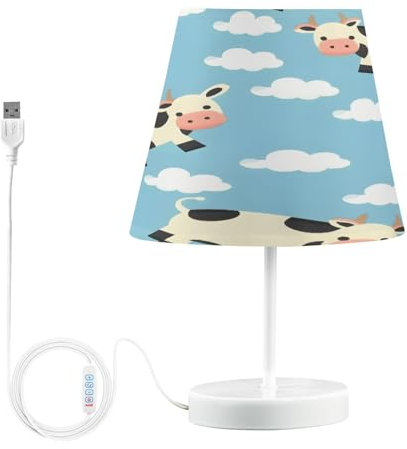 Mnsruu Lampe de table en forme de vache avec ampoule LED pour chambre à coucher, 3 couleurs, lampe de chevet pour salon, bureau, M