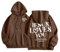 Topassion 2024 Christliches Hoodie Damen Kordelzug Jesus Loves You Kapuzenpullover Rundhals Sweatshirt mit Taschen Oversize Training Pulli College Letter Pullover Langarmshirt Streetwear(Camel,3XL)