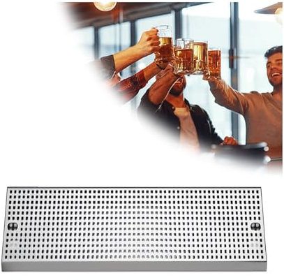 SWAYVES Abtropfschale Aus Edelstahl, Abtropfschale Fürtränkespender, Kein Abfluss, Abtropfschale Für Biersäule, Rechteckiabtropfschale Für Bier Für Bars/57 * 21 * 2.6Cm