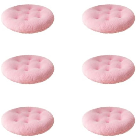 1er-Set Runden Plüsch Stuhlkissen 36x36 cm Sitzkissen Gefüllt, Memory-Foam-Kissen, Outdoor Gartenstuhlkissen, Garten Sitzpolster Set für Rattanstühle, Outdoor Stuhlauflage (6er Set Rosa)
