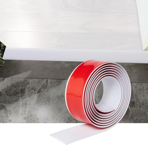 Flache Bodenübergangsleiste Selbstklebend Übergangprofil, 5cm Breit | Türschwelle Vinyl Laminat-Bodenbelagsleiste Abdeckleiste,Weiß(5cm,3 Meter)