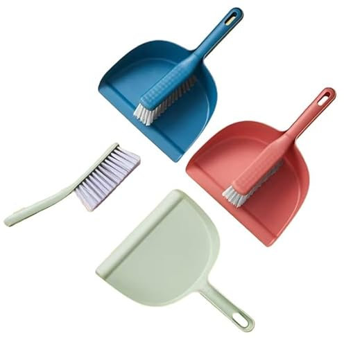 NovatoStar Mini Dustpan and Brush Set, Durable Plastic, 3 Pastel Colours, Indoor Cleaning Set (3 Pcs (Set 2))