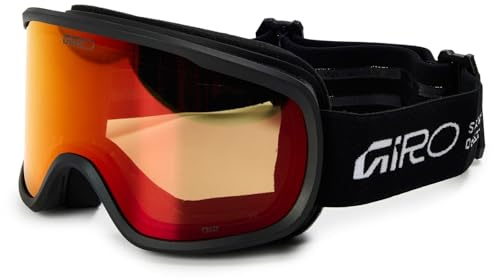 Giro Cruz Schneebrille Ski Snowboardbrille Unisize | Skibrille mit EXV Weitsicht, Anti-Fog, OTG Brillenträger geeignet, Helm-kompatibel - Farbe: stacked black Gläser: amber scarlet