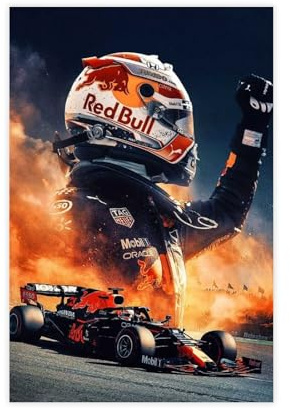 Max Verstappen Leinwand-Poster, Wandkunstdruck, Bild, Gemälde, 30 x 45 cm