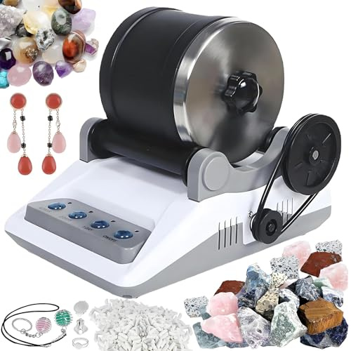 Rock Tumbler Machine Kit mit 7 -tägiger Timer & Abnehmbarer Polierer - Elektrosteinpoliermaschine für DIY -Edelsteine, Steine, Kristalle - Kinder und Erwachsene