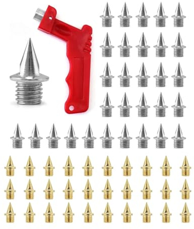 100stk Stahl Spike Nägel mit Schlüssel für Leichtathletik Sportschuhe, 1/4 Zoll 6mm Silber und Gold