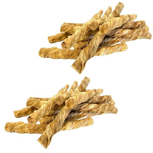 Premium Air Dried Beef Bladder Twists | 2 x 100g Bags | Approximately 20 Natural Chews for Dogs | High-Protein, Grain-Free Dental Treats | Suitable for Puppies And All Dog Breeds