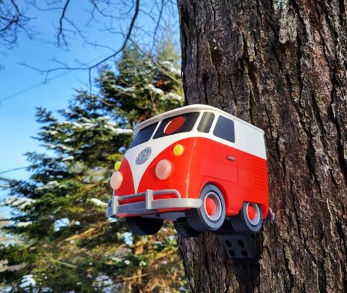 Kurzer Bus Vogelhaus | 20 x 12 x 15 cm skurrile Gartendekoration | Vogelhaus für kleine Vögel im Freien | witterungsbeständiges PETG Design