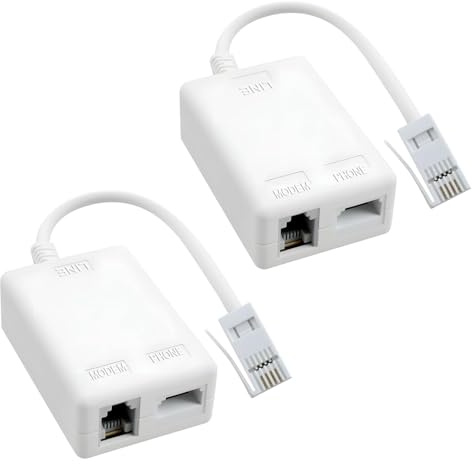 Uoww 2 Pack ADSL Filter Microfilter for Phone/Broadband, BT Plug to ADSL RJ11 Connector, Broadband Internet and Telephone Splitter for BT Talktalk Sky Modem Wifi Telephone Fax Landline Router