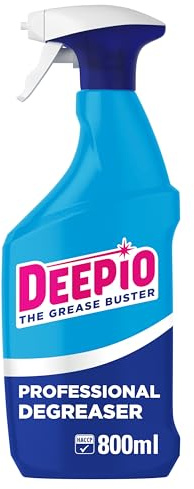 DEEPIO Professional Degreaser Spray 6x800ml, Effortless Grease Cutting, 40 Percent Faster, Food Contact Safe