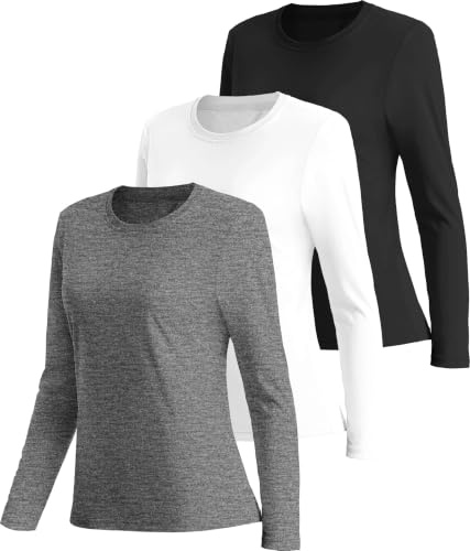 ANGEL CITIZ Women's Workout Tops Quick Dry Running Shirts Soft Breathable Yoga Gym Tops UPF 50+ Multipack