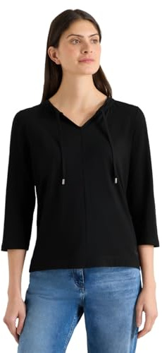 Cecil 3/4-Arm Shirt mit Split Neck Black XXL