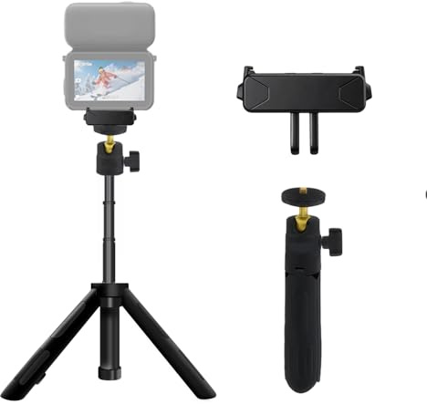 Desktop Tripod, Magnet Adapter compatible for DJI Osmo Nano/Action 6/360 II | 6.7-11.8 Extendable, Compact Camera Holder with 1/4 Screw & 360° Ball Head, Magnetic Quick Release Mount Video Record-Black
