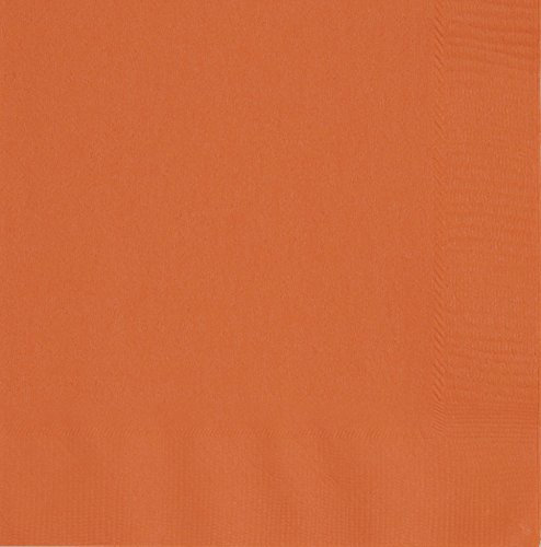 Unique 32242 Solid Luncheon Napkins | Pumpkin Orange Color Theme | 50ct, Pack of 50