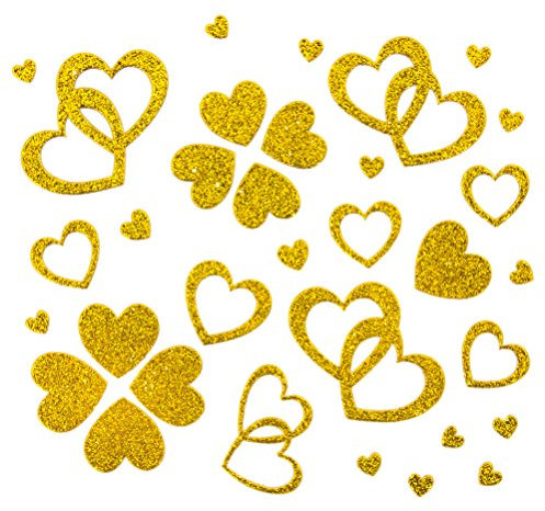 Oblique Unique 100 Stück Herzen Sticker in Rot, Gold oder Silber - Glitter Glitzernde Herzen (Gold)