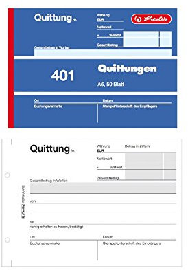 Herlitz Quittungsblock 401, A6 quer, 50 Blatt (2er Pack)