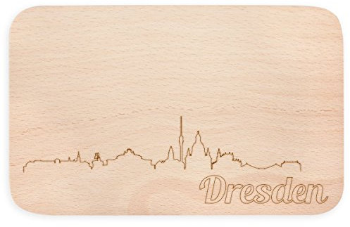 JUNIWORDS Frühstücksbrettchen mit Skyline Gravur - Wähle eine Stadt - Dresden