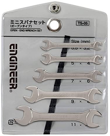 ENGINEER 5 Piece Mini Metric Spanner Set, Small Sizes - 3.2mm / 3.5mm, 4.0mm / 5.0mm, 6.0mm / 7.0mm, 8mm / 9mm, 10mm / 11mm ts-05