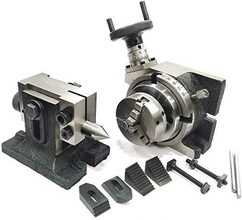 Mesa giratoria de 4 pulgadas/100, kit de abrazadera M6 con tope trasero adecuado (portabrocas autocentrante de 3 mordazas de 65 mm