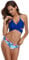 SHEKINI Damen Bikini Set Push up Verstellbar Crossover Ties-up Neckholder Bikini Oberteil Zweiteiliger Badeanzug Triangel Gedruckt Niedrige Taille Bikinihose Strandkleidung (L, Königsblau)
