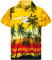 King Kameha Funky Chemise-Hawaienne, Manche-Courte, Beach, Jaune, 3XL