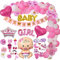 AiYoYo 55 Teile Babyparty Deko Mädchen Set Baby Shower für Mädchen Baby Shower Dekoration Girlande - It's A Girl Girlande, Luftballons, Fotobox,Geschenk - Rosa