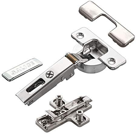 2 x Salice Topfband Serie 700 mit Dämpfer im Topf 110° Bohrbild T52 Eckanschlag inkl. Kreuz-Montageplatte Höhe 6 mm mit Euroschrauben, Exzenterverstellung, Abdeckkappen Schrankscharnier von SO-TECH®