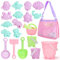 Tagitary Lot de 20 jouets pour bac à sable pour tout-petits avec seau de plage, arrosoir, pelle, râteau, moules, sac de coquillage de plage