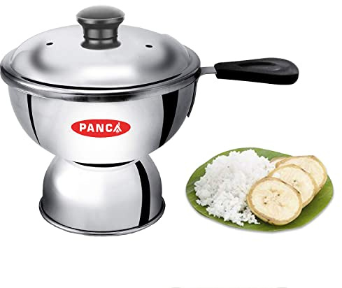 PANCA Chiratta Puttu Maker mit Griff, Verwendung mit Schnellkochtopf, Puttu Kutti Puttu Dampfgarer, Puttu Kocher, Silber, Made in India, Edelstahl, 0,50 Liter