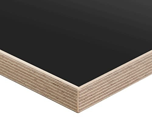 boho office® Schreibtischplatte, Tischplatte – 140 x 80 x 2,5 cm in Schwarz mit edler Multiplex Echtholz-Kante, Kratzfest, seidenmatt glänzend