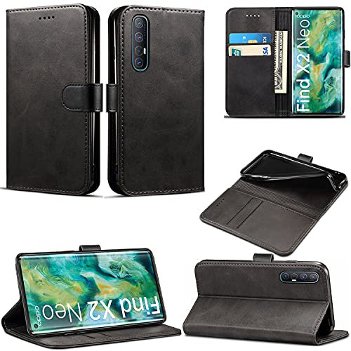 Mobile Stuff For OPPO Find X2 Neo 5G Case, Wallet Case Magnetic Flip Leather Cover With Card Slots and Stand Feature Compatible with OPPO Find X2 Neo (6.5 inch) (Black)