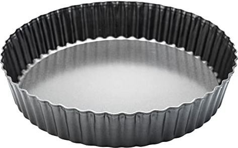 Tiefe Quiche-Pfanne, 27,9 x 5,1 cm hohe Kuchenform, tiefe Tortenform mit abnehmbarem Boden, antihaftbeschichtet, groß, geriffelt, loser Boden, runde Pizza-Pfanne zum Backen von Osterkuchen