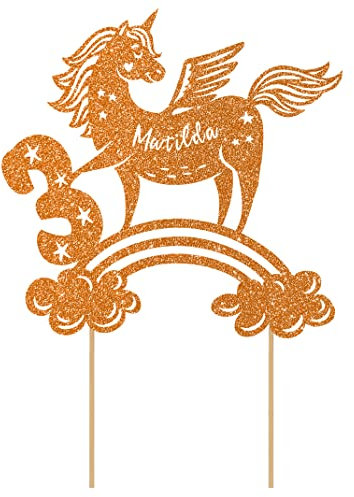 Personalisierbarer Geburtstagskuchenaufsatz von Cakeshop | Individuelle Farbe für jeden Namen und jedes Alter, Einhorn-Kuchendekoration für den 1., 2., 3., 4., 5., 6., 7., 8., 9., 10., 16., 18.